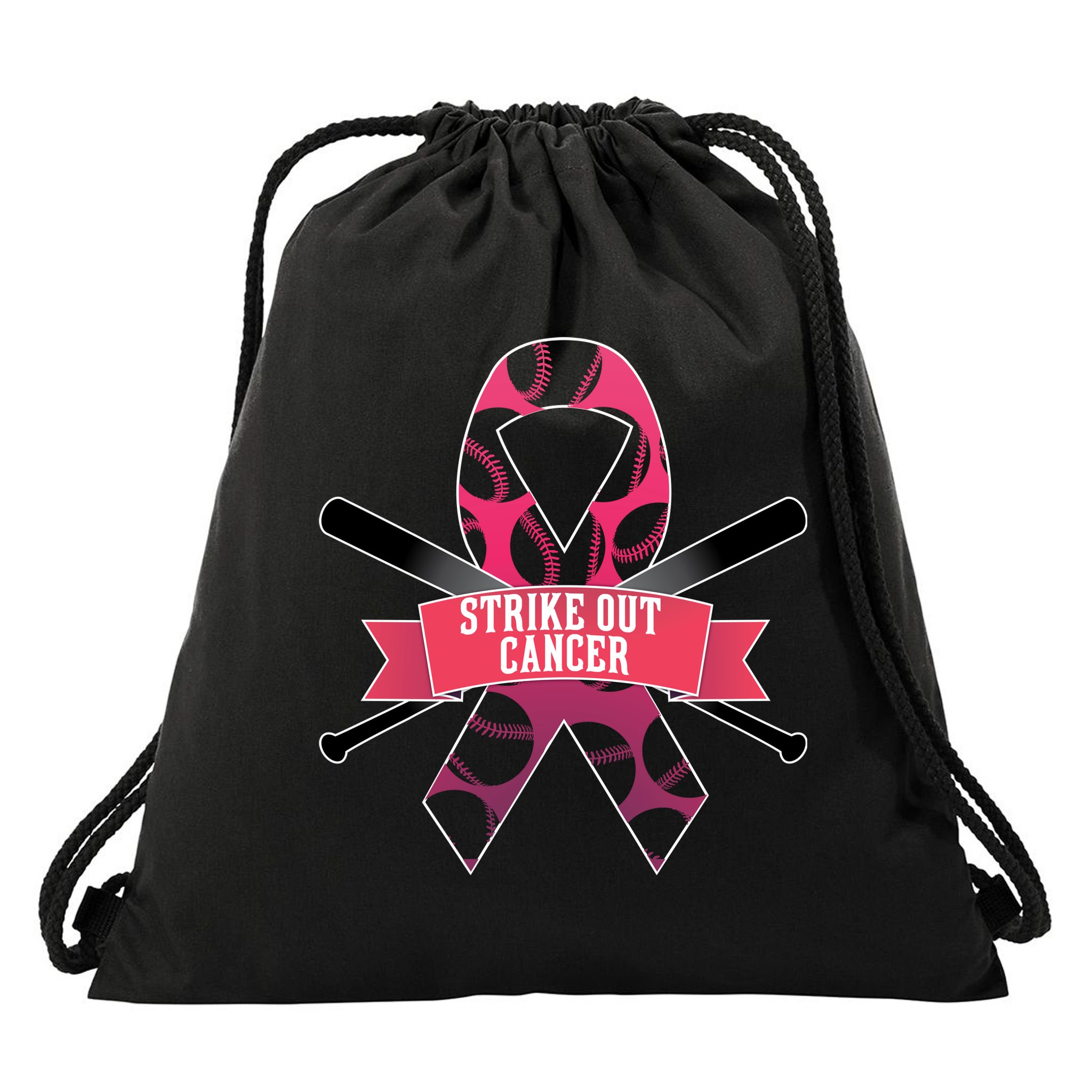 Strike Out Cancer Drawstring Bag