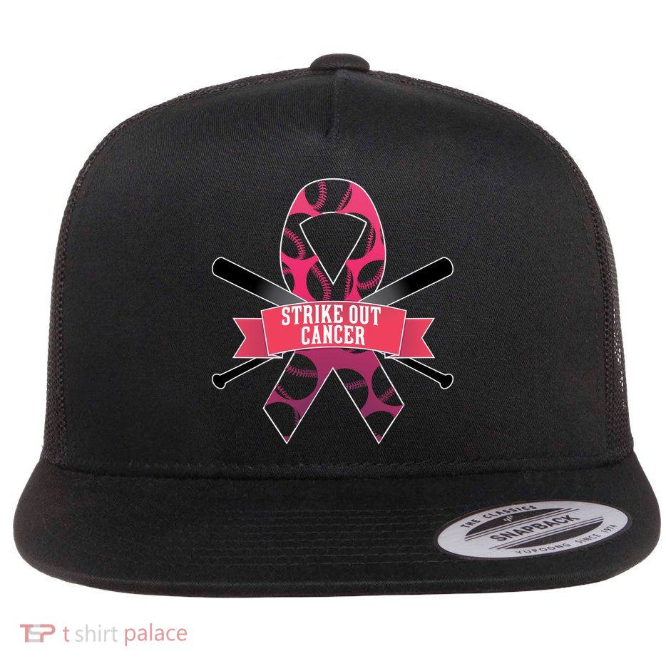 Strike Out Cancer Flat Bill Trucker Hat