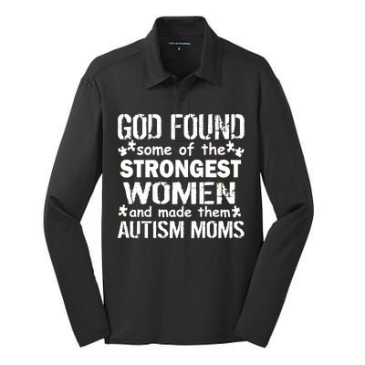 Strong Autism Mom Quote Silk Touch Performance Long Sleeve Polo