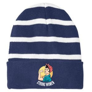 Strong Female Striped Beanie with Solid Band