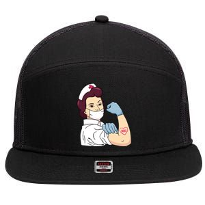 Strong Female Nurse 7 Panel Mesh Trucker Snapback Hat