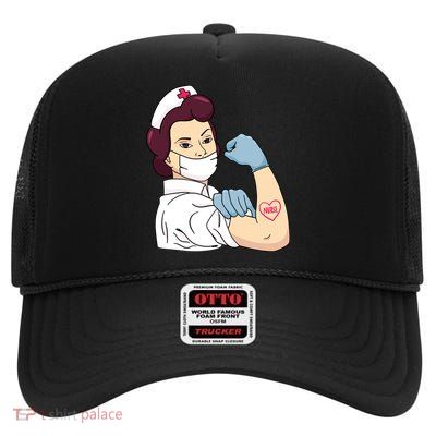 Strong Female Nurse High Crown Mesh Back Trucker Hat