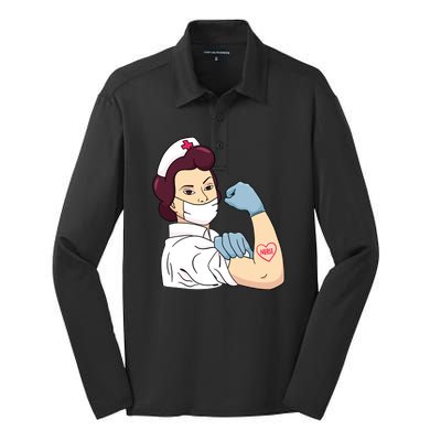 Strong Female Nurse Silk Touch Performance Long Sleeve Polo