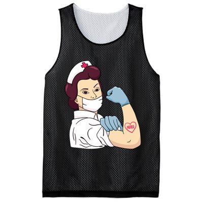 Strong Female Nurse Mesh Reversible Basketball Jersey Tank
