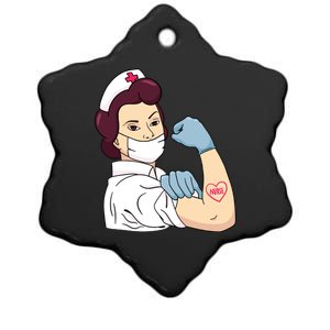 Strong Female Nurse Ceramic Star Ornament