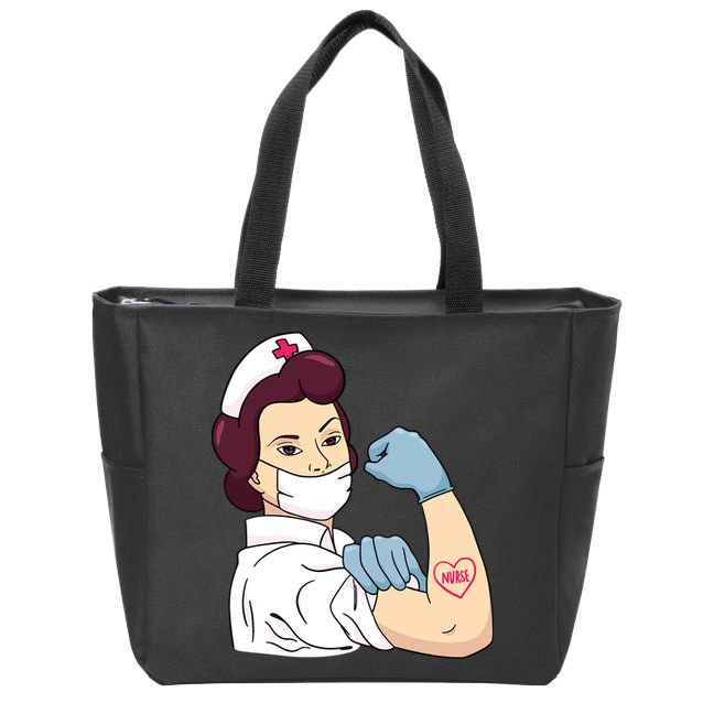 Strong Female Nurse Zip Tote Bag