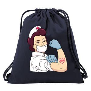 Strong Female Nurse Drawstring Bag