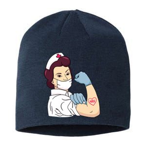 Strong Female Nurse Sustainable Beanie