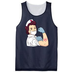 Strong Female Nurse Mesh Reversible Basketball Jersey Tank