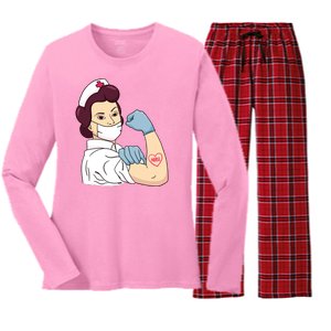 Strong Female Nurse Women's Long Sleeve Flannel Pajama Set 