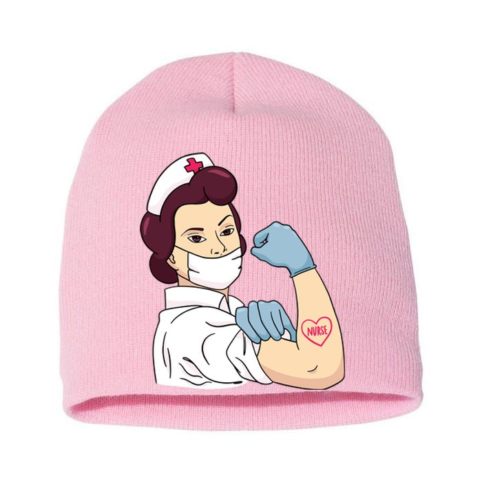 Strong Female Nurse Short Acrylic Beanie