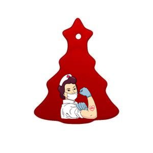 Strong Female Nurse Ceramic Tree Ornament