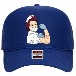 Strong Female Nurse High Crown Mesh Back Trucker Hat