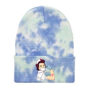 Strong Female Nurse Tie Dye 12in Knit Beanie