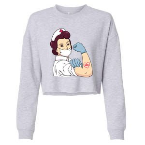 Strong Female Nurse Cropped Pullover Crew