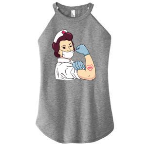 Strong Female Nurse Women's Perfect Tri Rocker Tank