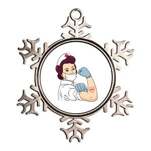 Strong Female Nurse Metallic Star Ornament