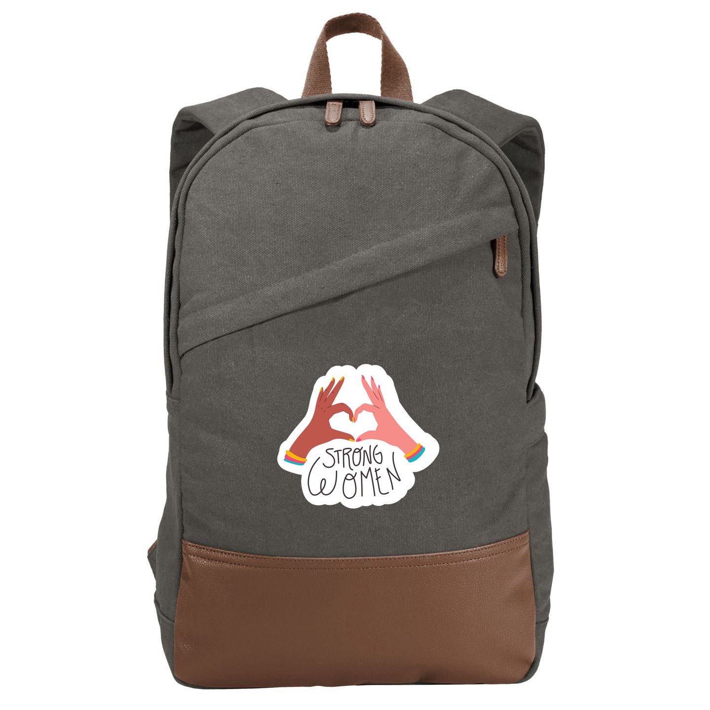 Strong Women Heart Cotton Canvas Backpack