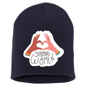 Strong Women Heart Short Acrylic Beanie