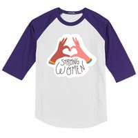 Strong Women Heart Kids Colorblock Raglan Jersey