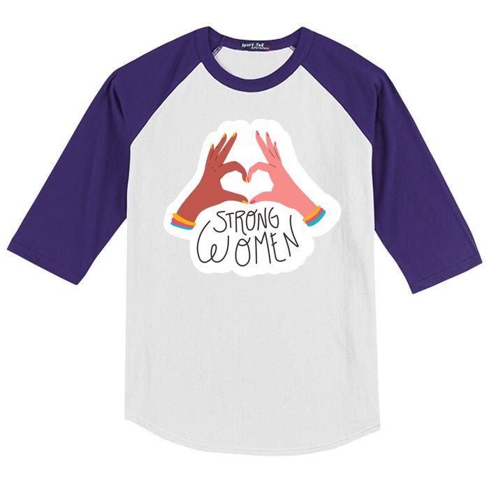 Strong Women Heart Kids Colorblock Raglan Jersey