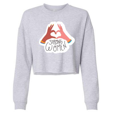 Strong Women Heart Cropped Pullover Crew