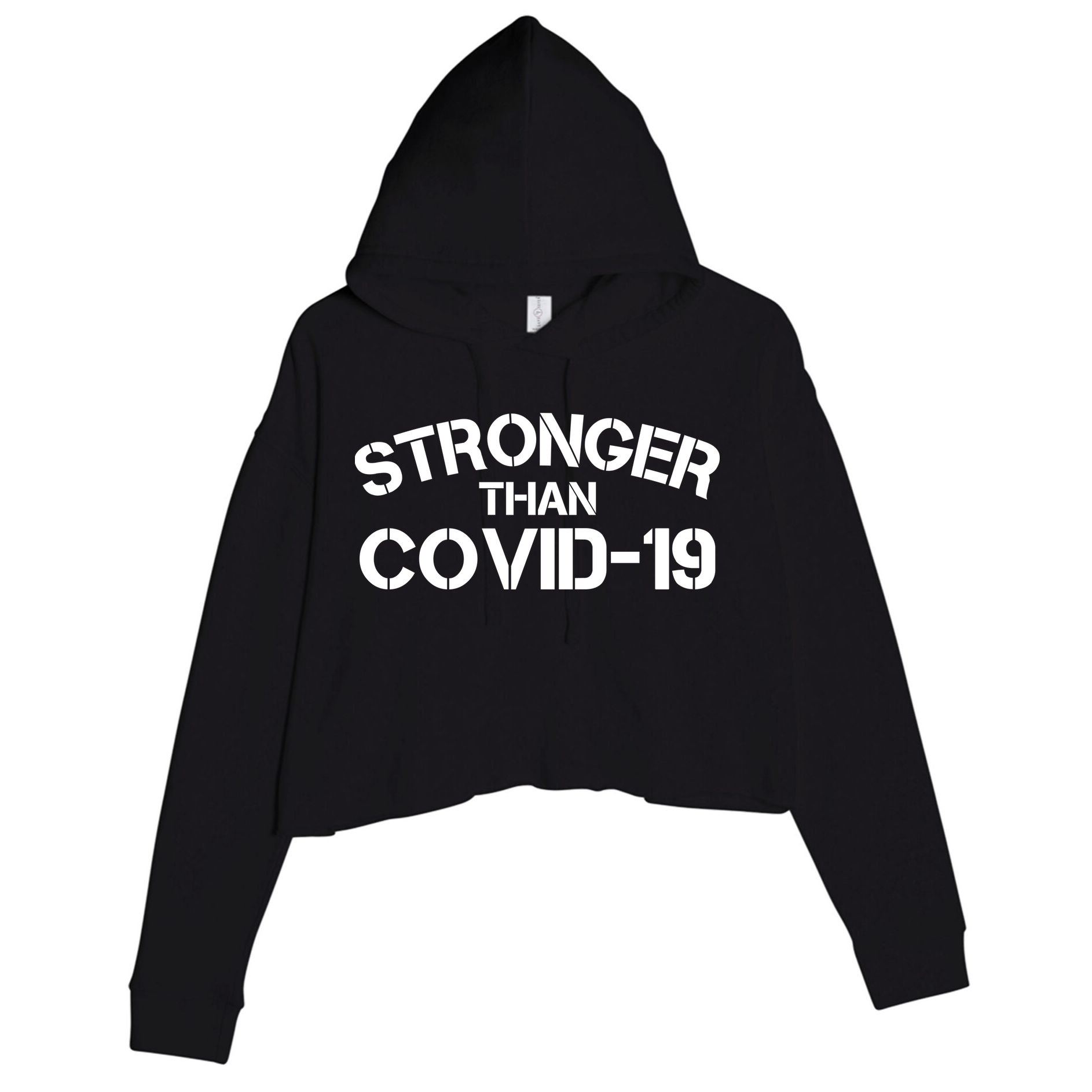 Stronger Than Covid 19 Crop Fleece Hoodie