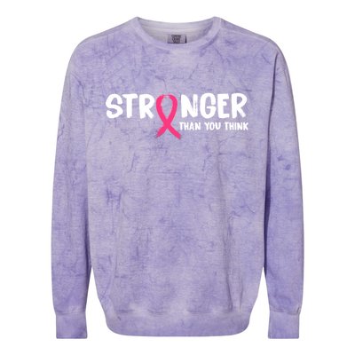 Stronger Than You Think Breast Cancer Ribbon  Colorblast Crewneck Sweatshirt