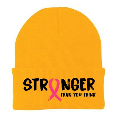 Stronger Than You Think Breast Cancer Ribbon  Knit Cap Winter Beanie