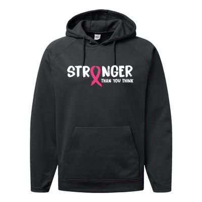 Stronger Than You Think Breast Cancer Ribbon  Performance Fleece Hoodie