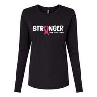 Stronger Than You Think Breast Cancer Ribbon  Womens Cotton Relaxed Long Sleeve T-Shirt