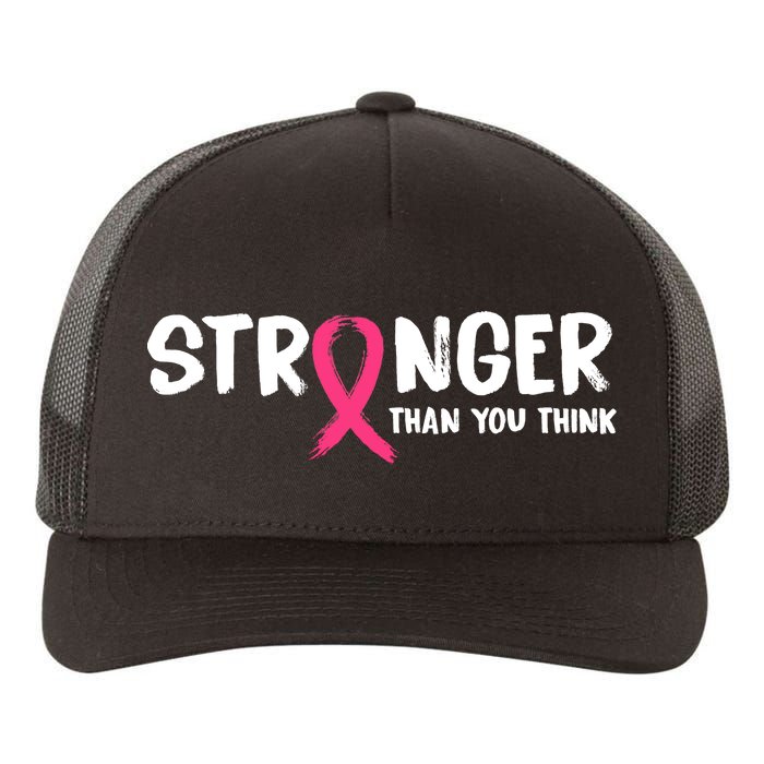 Stronger Than You Think Breast Cancer Ribbon  Yupoong Adult 5-Panel Trucker Hat