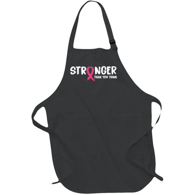 Stronger Than You Think Breast Cancer Ribbon  Full-Length Apron With Pockets