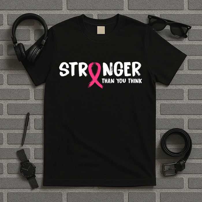 Stronger Than You Think Breast Cancer Ribbon  T-Shirt