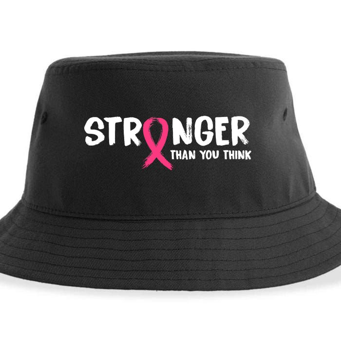 Stronger Than You Think Breast Cancer Ribbon  Sustainable Bucket Hat