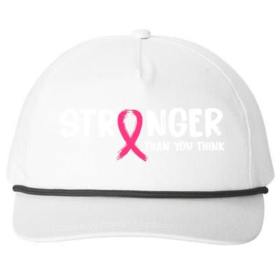 Stronger Than You Think Breast Cancer Ribbon  Snapback Five-Panel Rope Hat