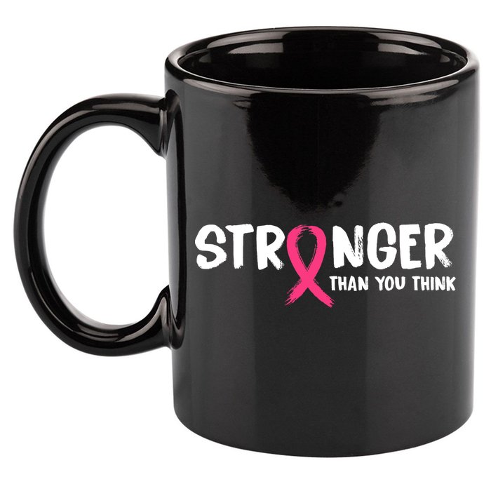 Stronger Than You Think Breast Cancer Ribbon  11oz C Handle Ceramic Mug