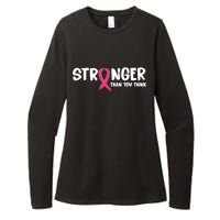 Stronger Than You Think Breast Cancer Ribbon  Womens CVC Long Sleeve Shirt