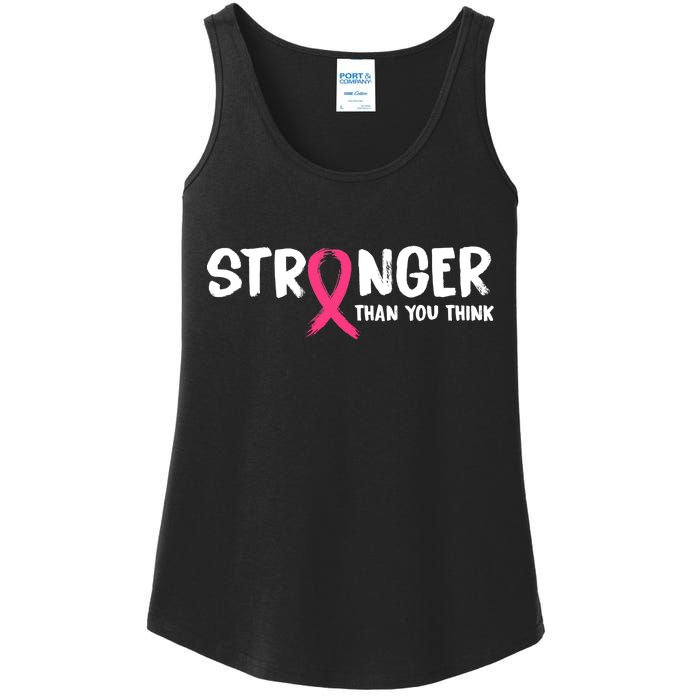 Stronger Than You Think Breast Cancer Ribbon  Ladies Essential Tank