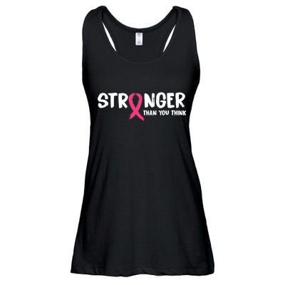 Stronger Than You Think Breast Cancer Ribbon  Ladies Essential Flowy Tank