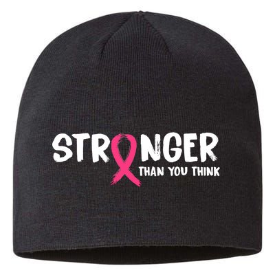 Stronger Than You Think Breast Cancer Ribbon  Sustainable Beanie