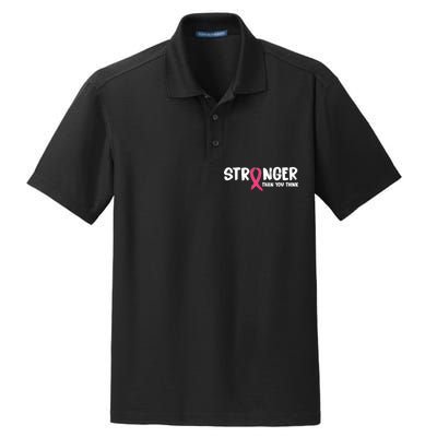 Stronger Than You Think Breast Cancer Ribbon  Dry Zone Grid Polo