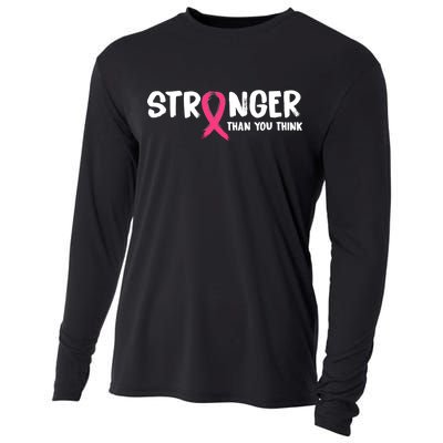 Stronger Than You Think Breast Cancer Ribbon  Cooling Performance Long Sleeve Crew