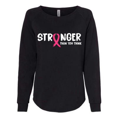 Stronger Than You Think Breast Cancer Ribbon  Womens California Wash Sweatshirt