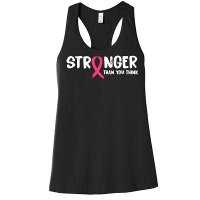 Stronger Than You Think Breast Cancer Ribbon  Women's Racerback Tank