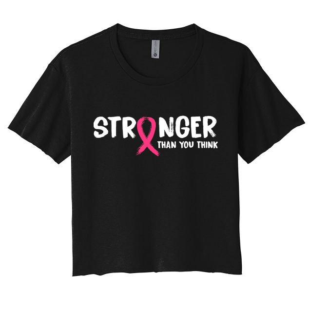 Stronger Than You Think Breast Cancer Ribbon  Crop Top