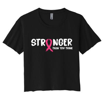 Stronger Than You Think Breast Cancer Ribbon  Women's Crop Top Tee