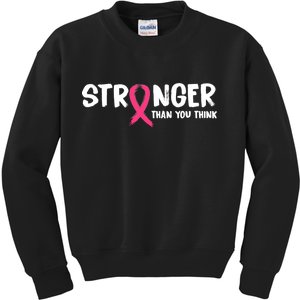 Stronger Than You Think Breast Cancer Ribbon  Kids Sweatshirt