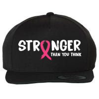 Stronger Than You Think Breast Cancer Ribbon  Wool Snapback Cap