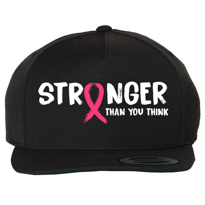 Stronger Than You Think Breast Cancer Ribbon  Wool Snapback Cap